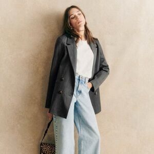 Sezane Charcoal Gray Chelsea Jacket Blazer